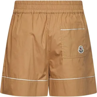 Moncler Womens Tailored Cotton-Blend Shorts Beige