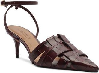 Arezzo Marissa Ankle Strap Pointed Toe Pump in Fresh Ruby at Nordstrom, Size 5.5