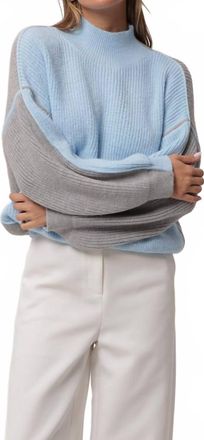 Line & Dot Katy Mock Neck Sweater In Blue/ Grey