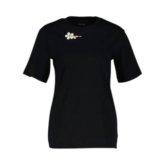 Simone Rocha T-Shirts, female, Black, Size: XS Embellished Flower T-Shirt