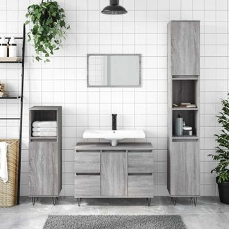 vidaXL Mueble De Ba&ntilde;o Madera De Ingenier&iacute;a Gris Sonoma 80x33x60 Cm Vidaxl