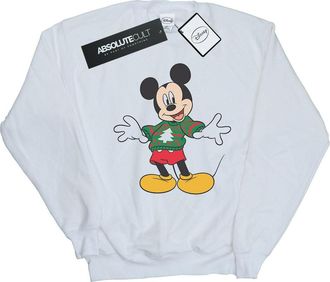 Disney Heren Mickey Mouse Kersttrui Stroke Sweatshirt (Wit)
