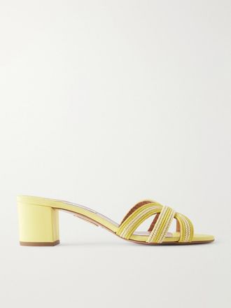 Aquazzura Mule In Rafia Metallizzata Day Dream 50 - Giallo