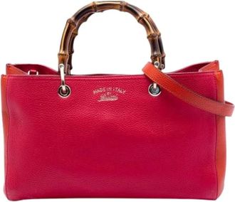 Gucci Pre-owned Handbags, female, Red, Size: ONE SIZE Pre-owned Bamboo Shopper Satchel