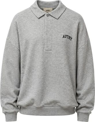 Autry Polo Sweatshirt met Lange Mouwen - Heren - Sweatshirts - Grijs - L - Katoen - Hoodies & sweatvesten