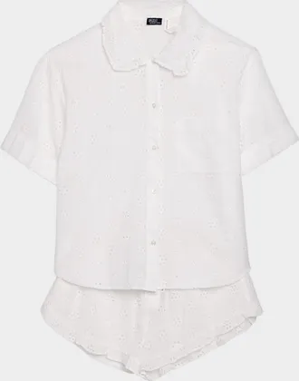 Polo Ralph Lauren Eyelet-Embroidered Cotton Pajama Set