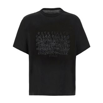 Maison Margiela T-Shirts, male, Black, Size: XS Tone-on-tone Lettering T-Shirt