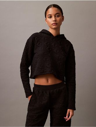 Calvin Klein Womens Terry Lounge Quilted Hoodie - Black - XS