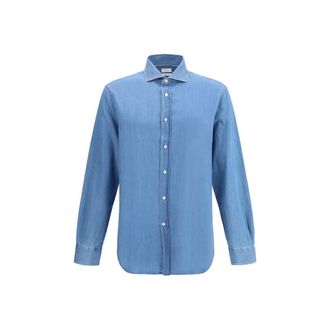 Brunello Cucinelli Blue Denim Mens Shirt