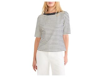 Nic+Zoe Petite Embroidered Boatneck Top Womens Clothing Indigo : PS, Cotton/Polyester/Spandex