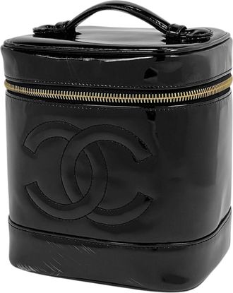 Chanel Black Patent Leather Pouch Vanity Bag (Pre-Owned)