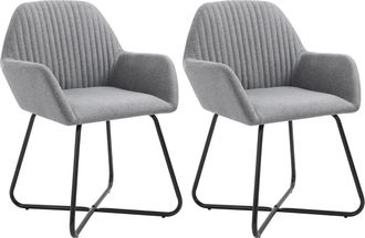 vidaXL Vidaxl - Sillas De Comedor Giratorias 2 Unidades Tela Gris Claro