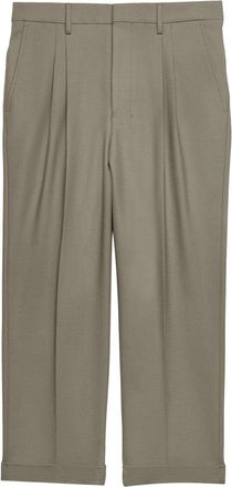 Ami box-pleated cropped trousers - unisex - Elastane/Polyester/Virgin Wool - 38 - Grey