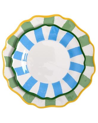 Two's Company Set Of 4 Striped Salad / Dessert Plates
