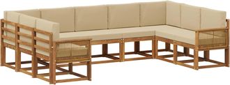 vidaXL Conjunto De Sof&aacute;s De Exterior 9 Uds. Natural Y Beige Vidaxl