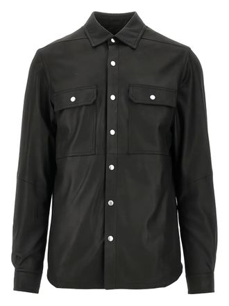 Rick Owens buttoned long-sleeve overshirt - men - Calf Leather - 52 - Black