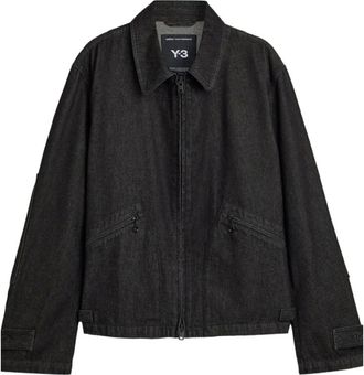 Yohji Yamamoto Jassen, Heren, Zwart, L, Denim, Denim Blouson