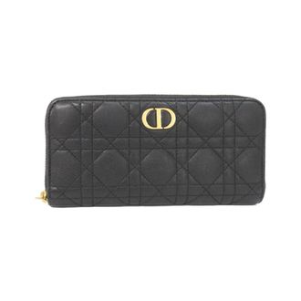 Dior Black Leather Long Wallet (Bi-Fold) (Pre-Owned)