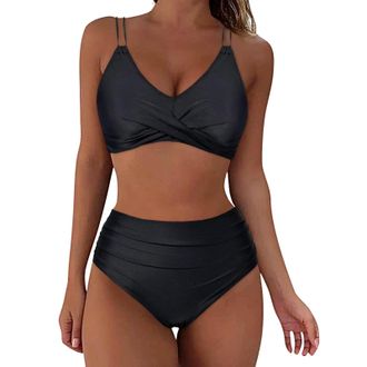 Generic Womens 2 Piece Swimsuits Set Tummy Control Bikini Top Elegant Beachwear Poolside Lounging Swimwear Women Classic Swimming Costume Vacation Tops Bottom