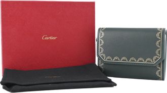 Cartier Green Leather Coin Purse/Coin Case (Pre-Owned)