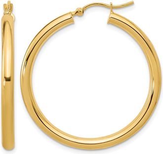 Diamond2Deal 10K Yellow Gold Round Hinged Hoop Earrings