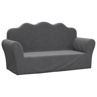 vidaXL Sof&aacute; Para Ni&ntilde;os De 2 Plazas Felpa Suave Gris Antracita Vidaxl
