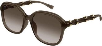 Gucci Rechthoekige Zonnebril - unisex - Accessoires - Bruin - Maat: 55 MM
