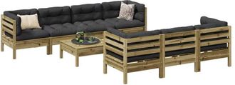 vidaXL Set De Sof&aacute;s Jard&iacute;n 8 Pzas Con Cojines Madera Pino Impregnada Vidaxl