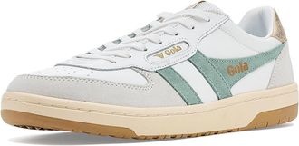Gola Hawk Womens Shoes White/Green Mist/Gold : 7.5 B - Medium, Leather