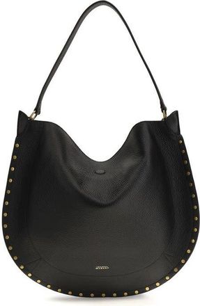 Isabel Marant Studded Calfskin Shoulder Bag Black
