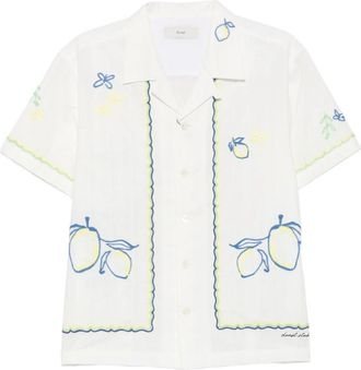 Dunst Shirt met citroenborduursel - Dames - Overhemden - Wit - S - Katoen - Overhemden