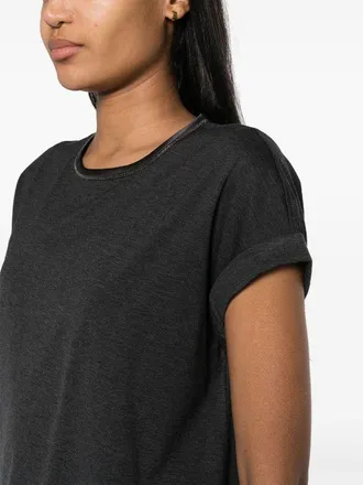 Brunello Cucinelli Womens Keyhole-Detail Cotton T-Shirt Aw23 W