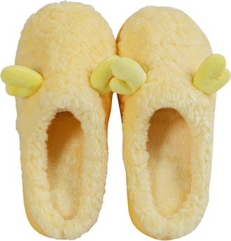 Generic Ladies Cozy Memory Foam Slippers Fuzzy Wool-Like Plush Fleece Lined House Shoes w/Indoor, Outdoor Anti-Skid Rubber Sole Yellow