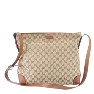 Gucci Pre-owned Cross Body Bags, male, Brown, Size: ONE SIZE Pre-owned Vintage GG Canvas Shoulder Bag