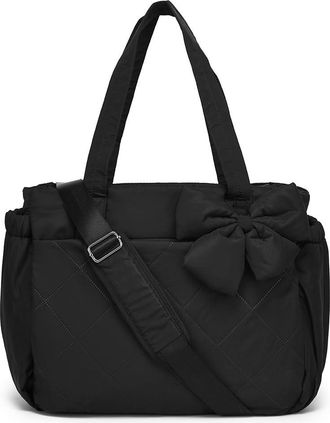 Generic Lightweight Crush Bow Tote Bag For Women Large Work Tote with Puffer Quilted Shoulder Travel Tote Bag for Work, Yoga, Gym, Diamond-shaped Black
