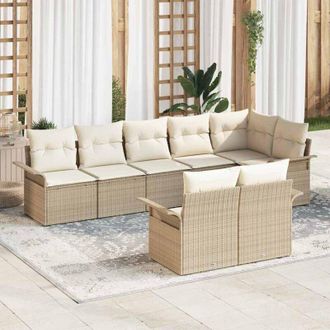 vidaXL Vidaxl - Conjunto De Sof&aacute; De Jard&iacute;n Con Coj&iacute;n 8 Pcs Beige Polirat&aacute;n