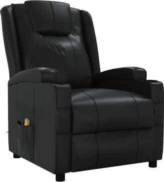 vidaXL Sill&oacute;n De Masaje De Cuero Sint&eacute;tico Negro Vidaxl