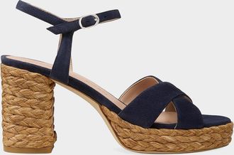 Stuart Weitzman 80mm Dayna Suede Espadrille Platform Sandals