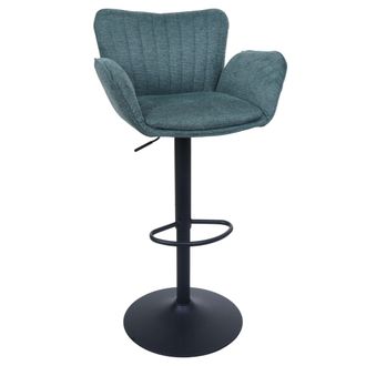 Hhg Taburete De Bar Hhg-098, Silla Giratoria De Bar, Con Reposabrazos Y Reposapi&eacute;s Giratorio, Tela/tejido, Hierro, Mvg, Verde, Base Negra