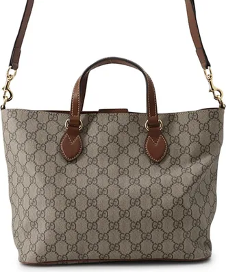 Gucci Beige Brown Gg Supreme Leather Handbag Shoulder Bag Tote Bag (Pre-Owned)