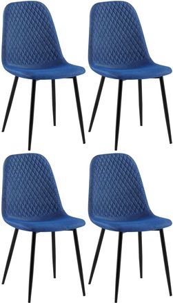 Clp Set De 4 Sillas De Comedor Giverny En Tela O Terciopelo Azul Tela