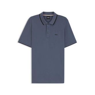 BOSS Cotton-piqu&eacute; polo shirt with contrast tipping