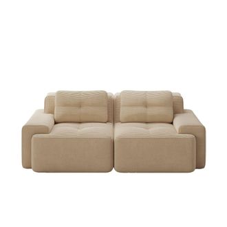 Urban Meuble Sof&aacute; de 2 plazas en pana beige sin montaje, 204x104 cm