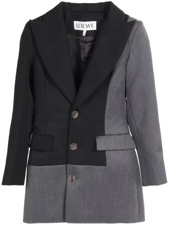 Loewe Light gray single-breasted jacket in wool from