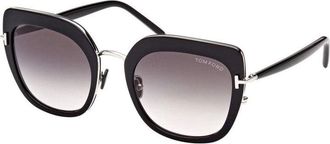 Tom Ford Sunglasses Cat Eye Full Rim, Shiny Red Frame And Gradient Bordeaux Lens