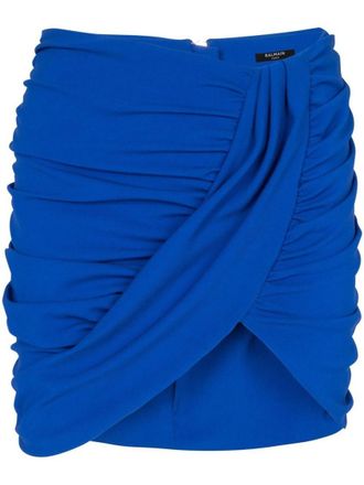 Balmain Royal Blue Ruched Mini Skirt