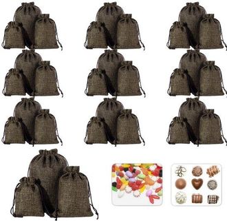 OEM Juego De 30 Bolsas De Lino Con Cord&oacute;n Ajustable, 3 Tama&ntilde;os (10 Bolsas Por Tama&ntilde;o), Bolsas Peque&ntilde;as De Tela Para Rellenar, Halloween, Pascua