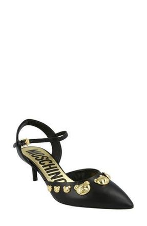 Moschino Teddy Bear Stud Kitten Heel Pump in Black at Nordstrom Rack, Size 10Us / 40Eu