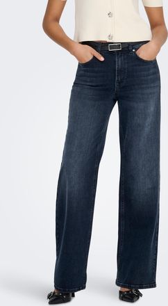 Only High-waist-Jeans ONLY ONLMADISON BLUSH HW WIDE DNM DOT632, Damen, Gr. XS, L&auml;nge 30, blau schwarz denim, Denim/Jeans, Obermaterial: 92% Baumwolle, 6% E