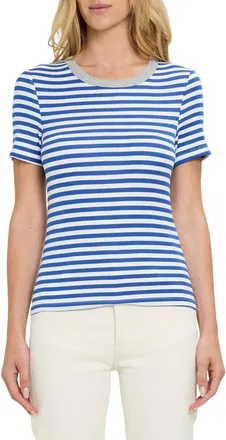 Michael Stars Jenny Stripe Ringer T-Shirt in Blue Ribbon/White/Hag at Nordstrom, Size X-Small
